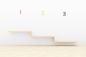 A shelf with ranks 1, 2, and 3 in descending order